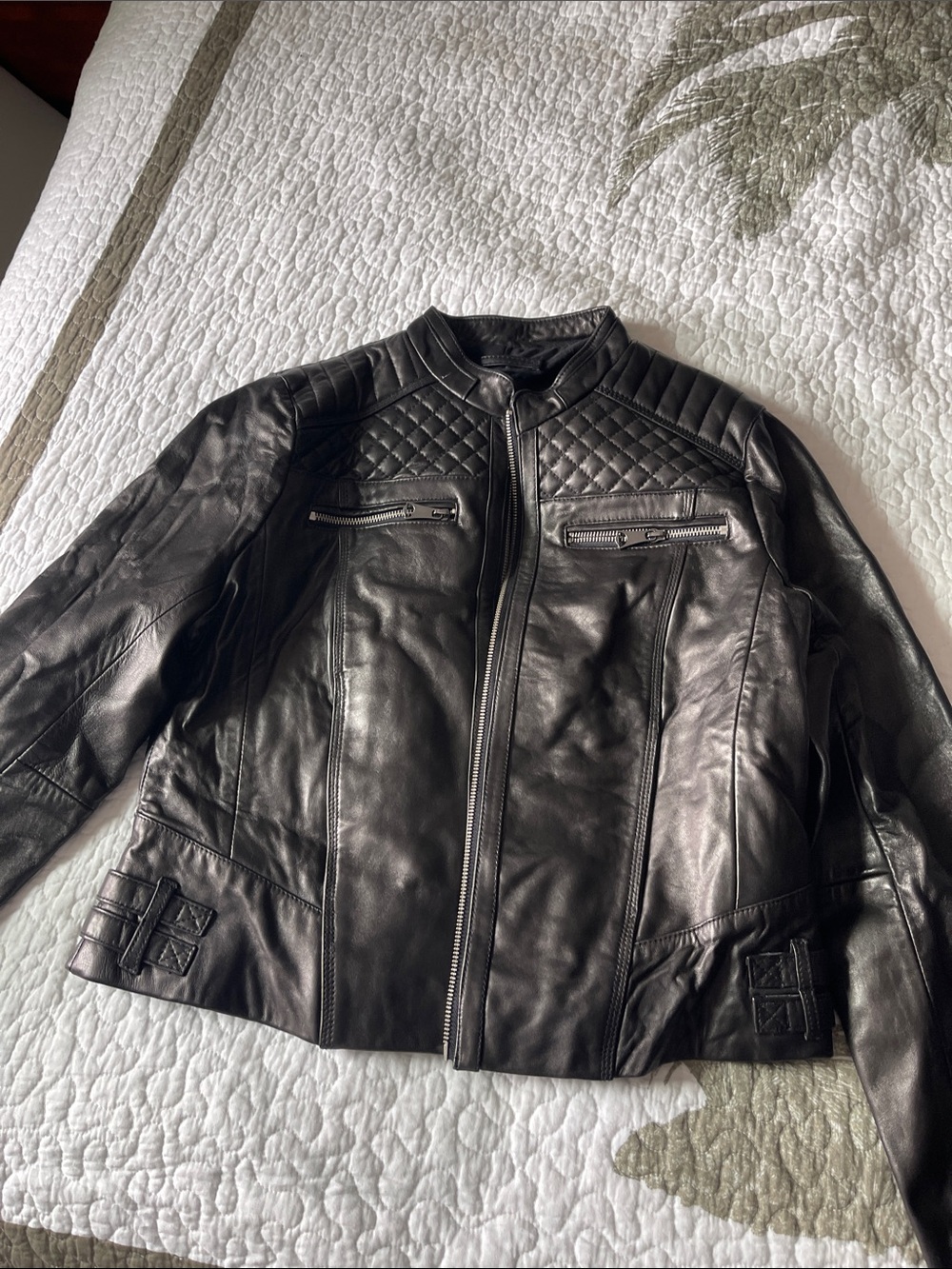 Women's Black Quilted Leather Moto Jacket